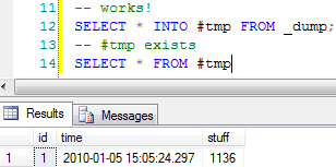 typical sample of using mssql table variable